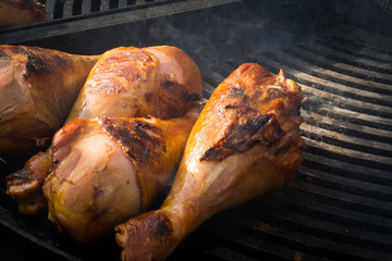 Barbecue Turkey Legs on the grill