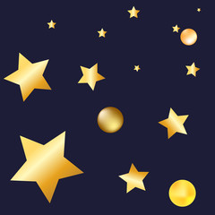 Abstract gold star design on blue background. Vector illustration