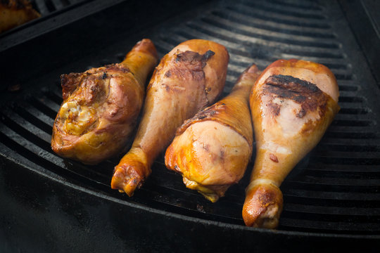 Barbecue Turkey Legs on the grill