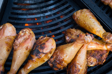Barbecue Turkey Legs on the grill