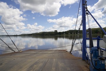 getting off the car ferry on the  river