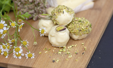 sweets with Gorgonzola cheese with white chocolate