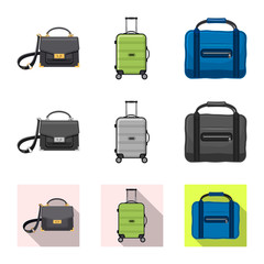 Vector design of suitcase and baggage logo. Collection of suitcase and journey vector icon for stock.