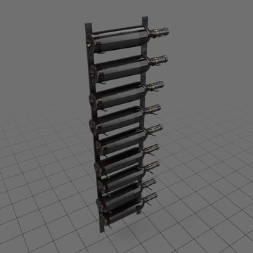 Wall wine rack with bottles