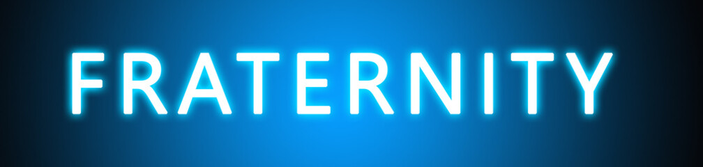 Fraternity - glowing white text on blue background