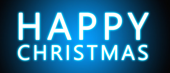 Happy Christmas - glowing white text on blue background
