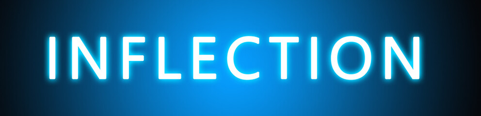 Inflection - glowing white text on blue background