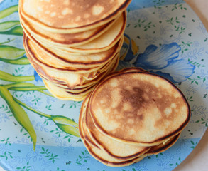 A stack of ruddy pancakes