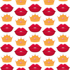 sensuality female lips and crowns pattern