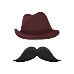 elegant male fedora hat with mustache