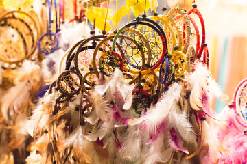 Variety of dreamcatchers on sale at market