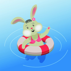 Obraz na płótnie Canvas the rabbit swims