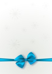 festive background with a blue bow and place for text