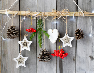 Christmas decoration on wooden background