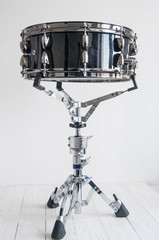 Fototapeta na wymiar Musical instruments close up. Beautiful snare drum on stand