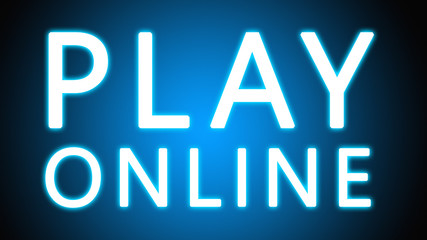Play Online - glowing white text on blue background