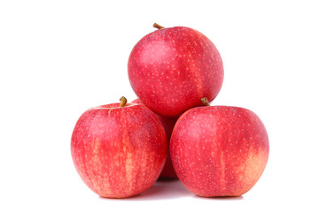 Fototapeta na wymiar Fresh red apples isolated on white. Tasty apples on white background