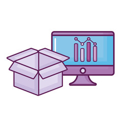 computer with box and statistics