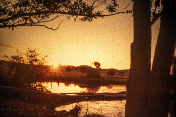 Sunset on the pond, Vintage