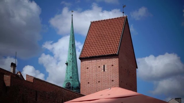 Latvia, Riga the Fortification with Ramer's tower against the background of the cloudy sky