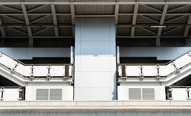 Symmetrical structure frame of skytrain station, architecture background