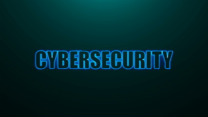 Letters of Cybersecurity text on background with top light, 3d rendering background, computer generating for business