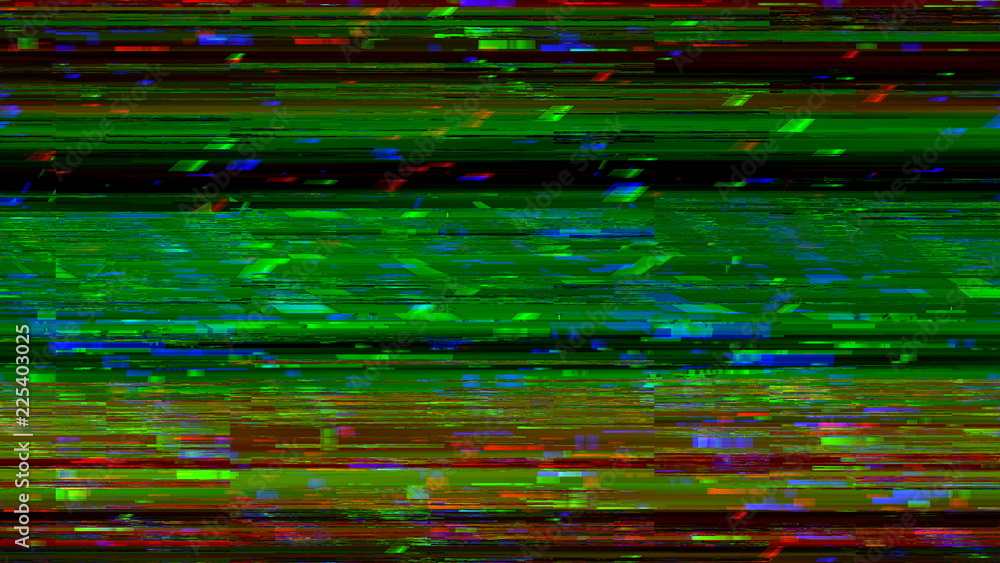 Poster dynamic glich video, bad tv signal of color display, 3d rendering computer generated background