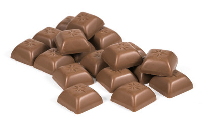 Chocolate bars stack isolated on white background