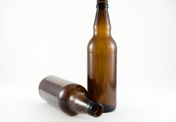 Bottles of beer isolated against a white background