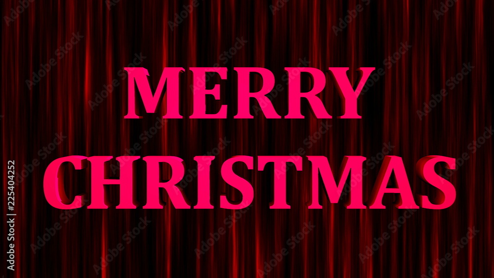 Poster merry christmas bright text and snowfall, 3d rendering background, computer generating for holidays 
