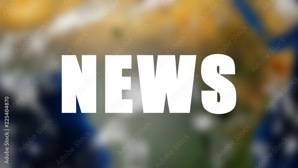 Poster letters of news text on background with rotating earth, 3d rendering background, computer generating