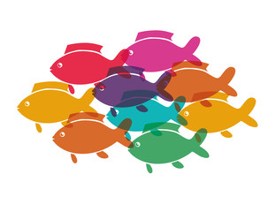 shoal fish animals isolated icon