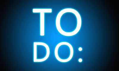 To Do: - glowing white text on blue background