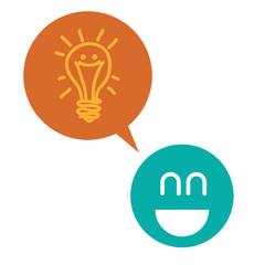 human silhouette with bulb idea and speech