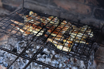 Barbeque Fried On The Bonfire And Coals