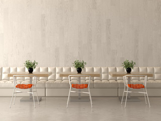 Interior design of a coffee shop, cafe. 3D rendering