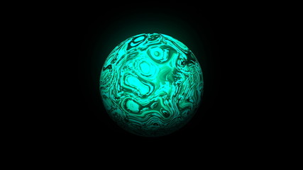 Sphere with visual wave oil surface, modern abstract 3d rendering backdrop
