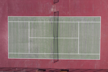 Aerial view of a tennis court
