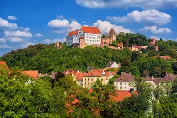 Wandaufkleber Landshut, historical Burg Trausnitz castle and Old Town, Bavaria, Germany © Boris Stroujko