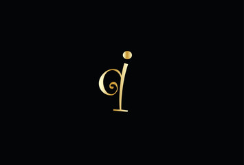 Unique modern I initial black and gold color letter initial icon logo