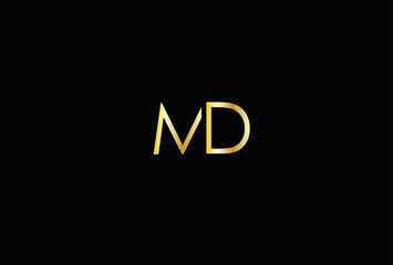 Unique modern MD  initial black and gold color letter initial icon logo