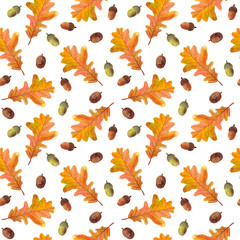watercolor seamless pattern of autumn leaves for design and decoration