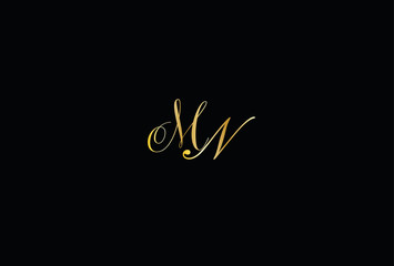 Unique modern MN initial black and gold color letter initial icon logo