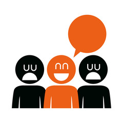 group of people with speech bubbles