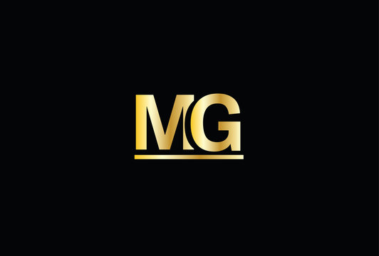 Unique modern MG  initial black and gold color letter initial icon logo