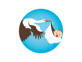 Stork and baby vector illustration
