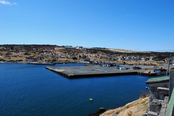 Fototapeta na wymiar Bay Bulls Harbor and pier, Bay Bulls, Newfoundland and Labrador, Canada