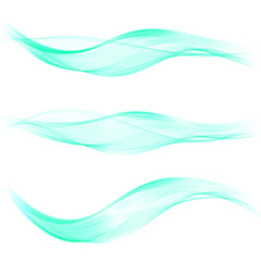 Obraz premium Abstract blue color wave design element. Set Blue wave