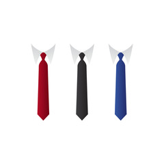 Tie vector set for formal wear illustrations in blue, red and black color.