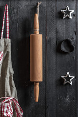 Kitchen wooden wall close up